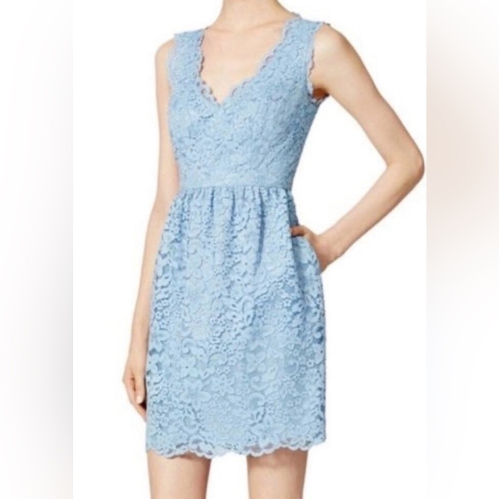 Shoshanna Lace Midi Dress in Light Blue